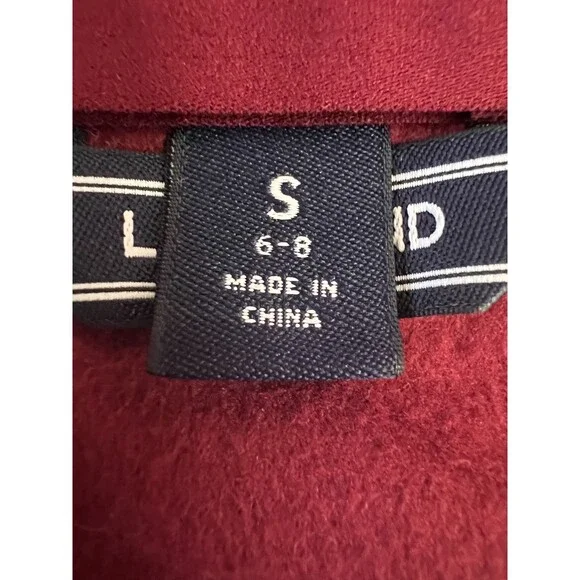 Lands' End Women's Fleece Pullover Top Burgundy Floral 1/4 Zip Polyester Size S - Picture 4 of 9